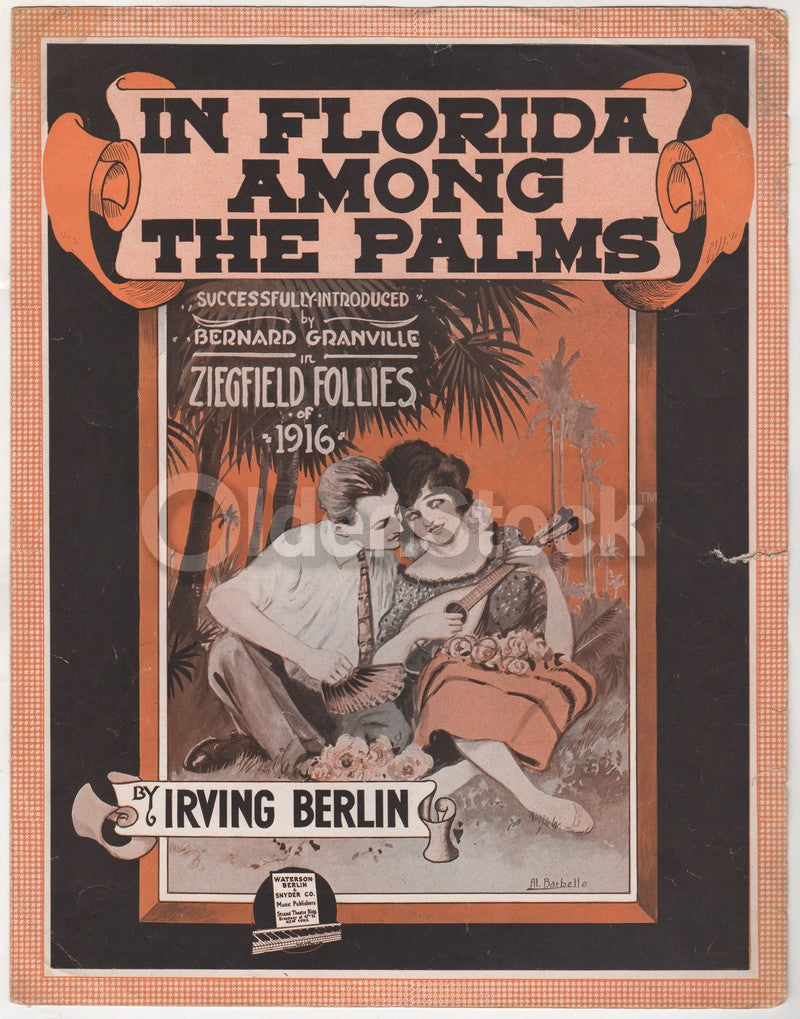 In Florida Among the Palms Irving Berlin Antique Ziegfeld Sheet Music 1916