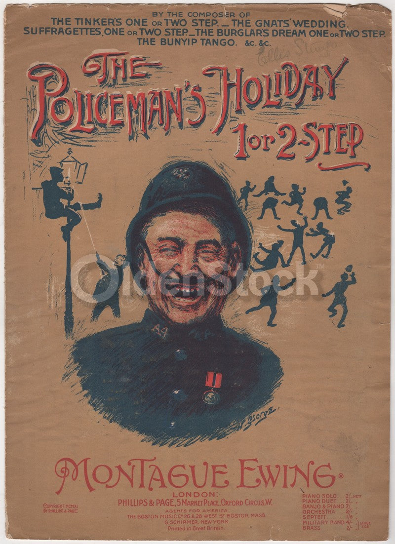 Policeman's Holiday 2-Step Antique Law Enforcement Sheet Music 1911