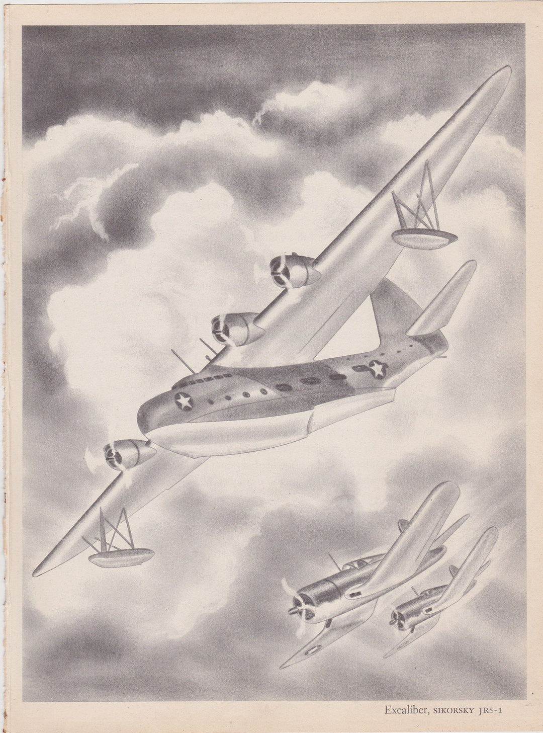 Sikorsky JRS-1 Excaliber Air Plane Military Aircraft Vintage WWII Illustration Print 1944