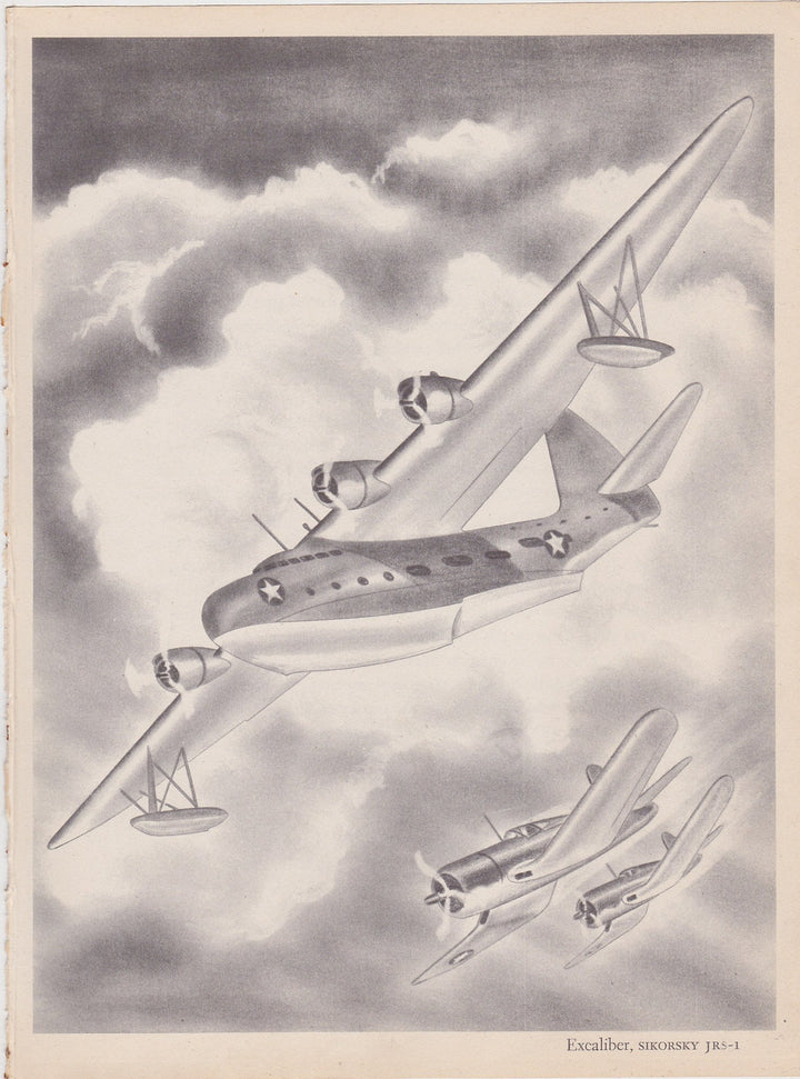 Sikorsky JRS-1 Excaliber Air Plane Military Aircraft Vintage WWII Illustration Print 1944