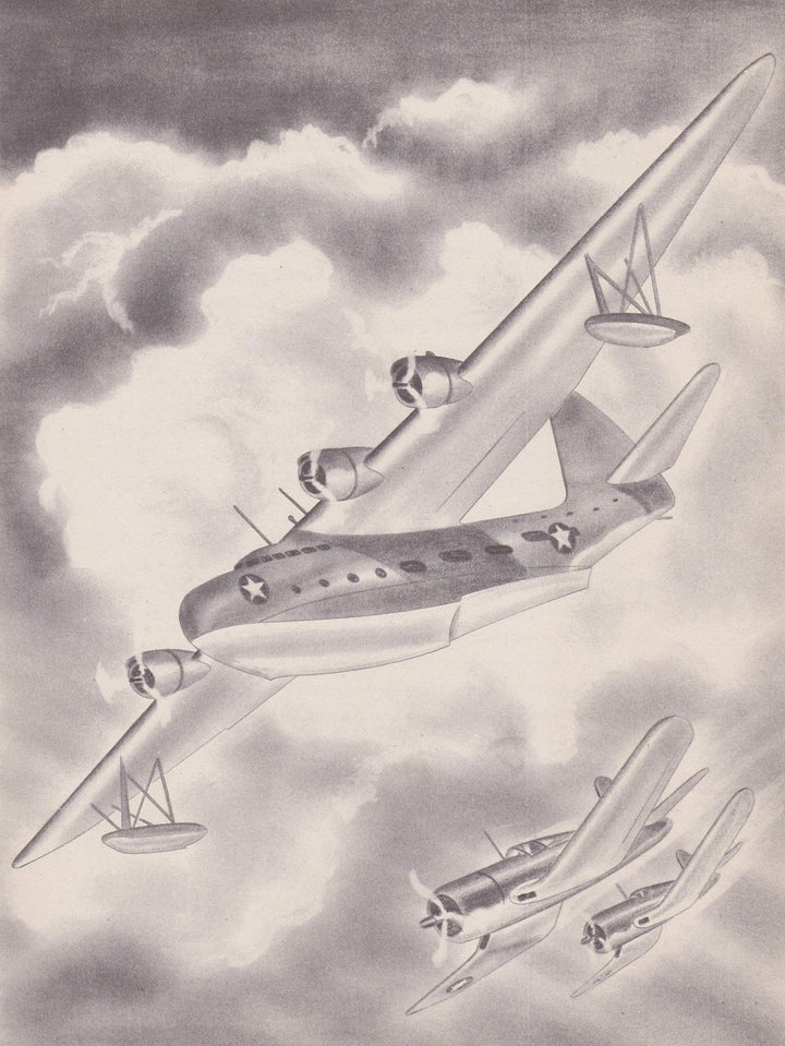 Sikorsky JRS-1 Excaliber Air Plane Military Aircraft Vintage WWII Illustration Print 1944
