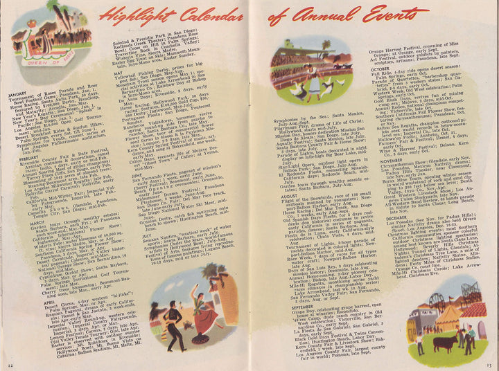 Southern California Vacations Vintage Graphic Advertising Travel Booklet
