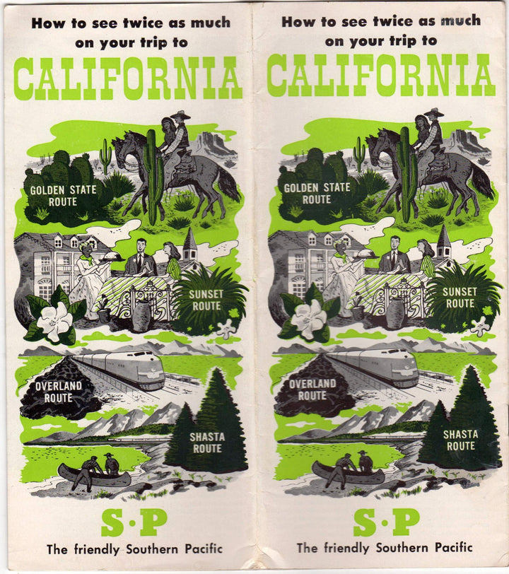 Southern Pacific Sunset Route California Vintage Graphic Advertising Travel Brochure