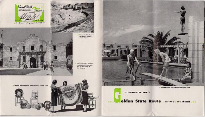 Southern Pacific Sunset Route California Vintage Graphic Advertising Travel Brochure