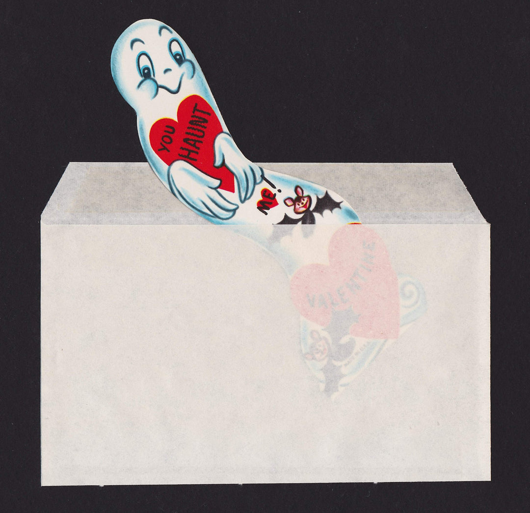 Spooky Ghost You Haunt Me! Vintage Valentine's Day Greeting Card