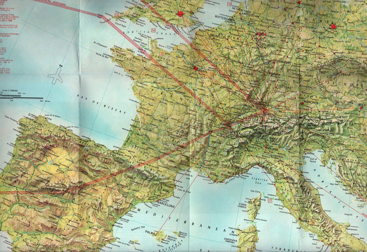 Swissair Airlines Vintage North Atlantic Route Map Fold-Out Travel Brochure