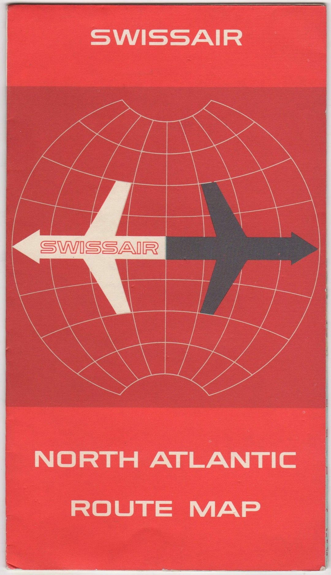 Swissair Airlines Vintage North Atlantic Route Map Fold-Out Travel Brochure
