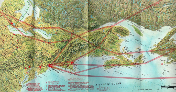 Swissair Airlines Vintage North Atlantic Route Map Fold-Out Travel Brochure