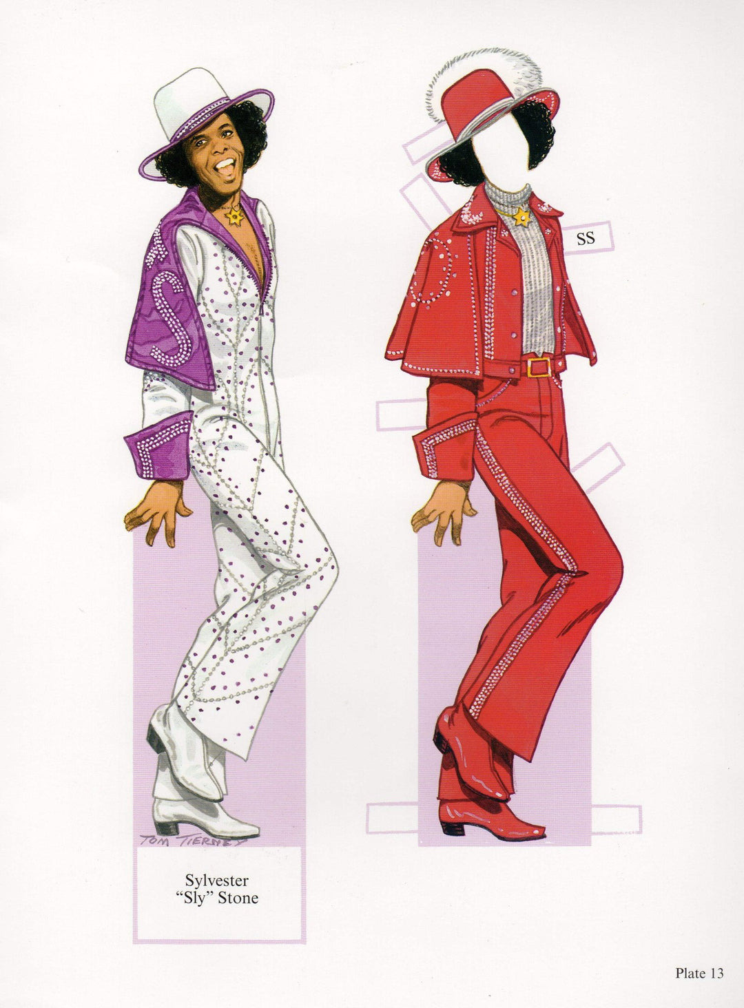 Sylvester Sly Stone Rock Music Legend Illustrated Paper Doll Cut-Out Print