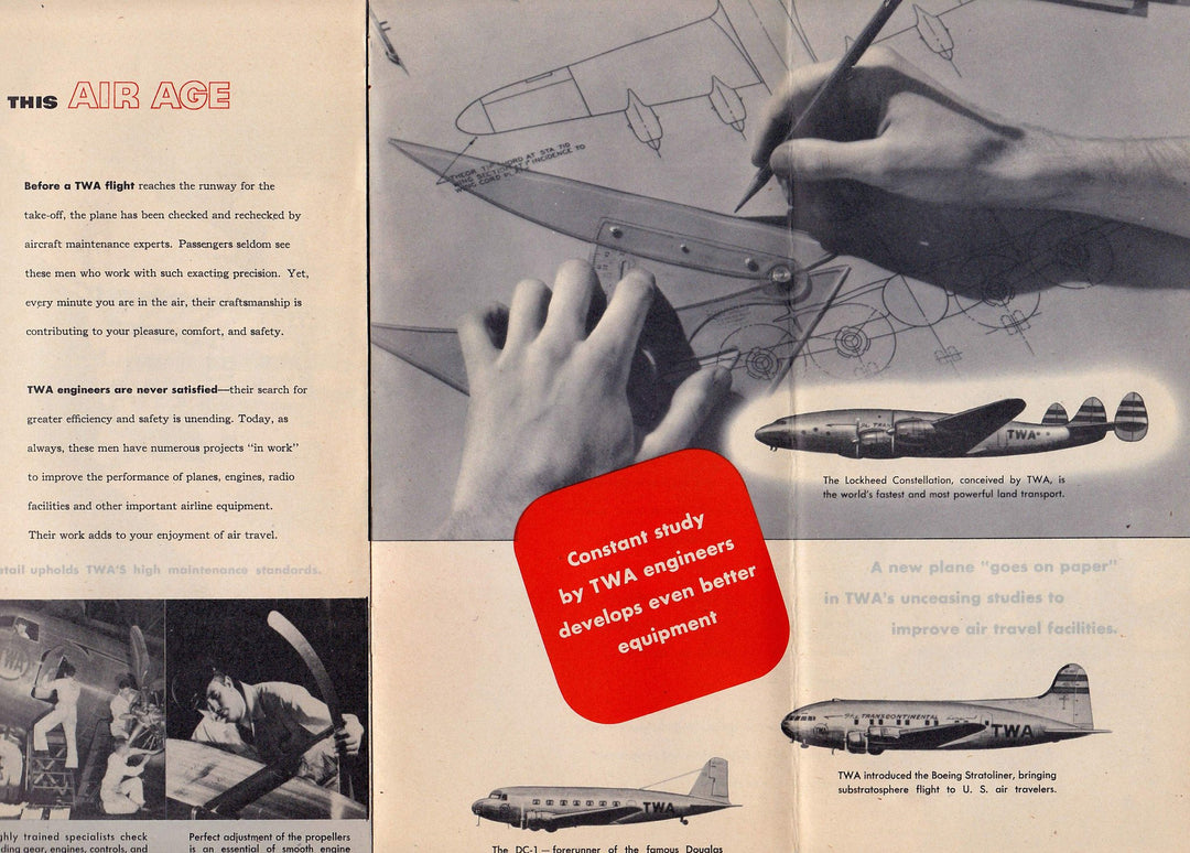 TWA Airlines Stratoliner & Constellation Vintage Graphic Advertising Aviation History Brochure