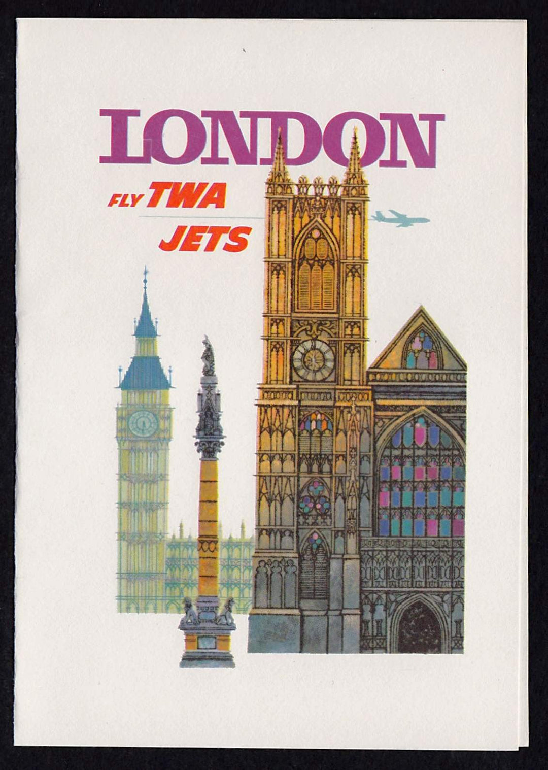 TWA Trans World Airlines London Enlgand Flight Vintage Graphic Advertising Greeting Card