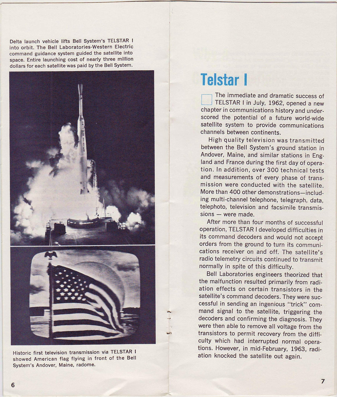 Telstar Satellites Bell Systems Space Experiments Vintage Promotional Brochure