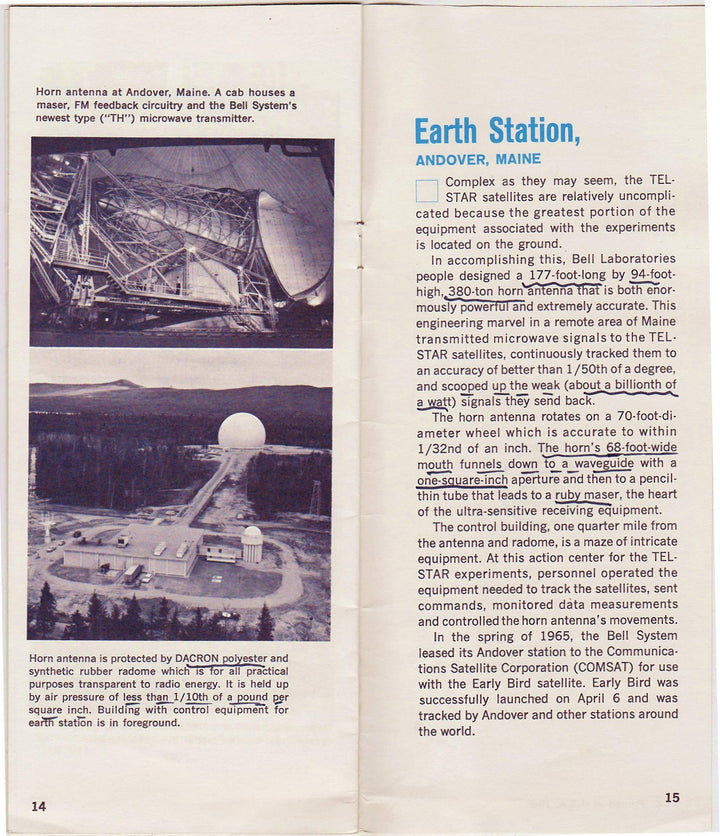 Telstar Satellites Bell Systems Space Experiments Vintage Promotional Brochure