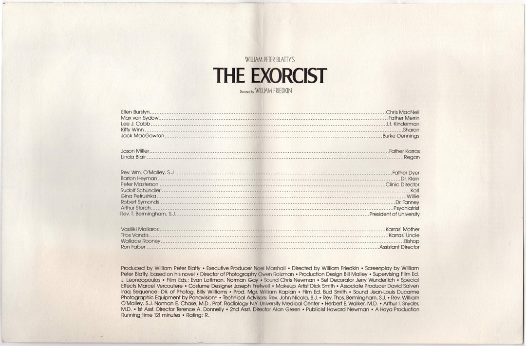 The Exorcist Classic Horror Movie Original Warner Bros Promotional Folder