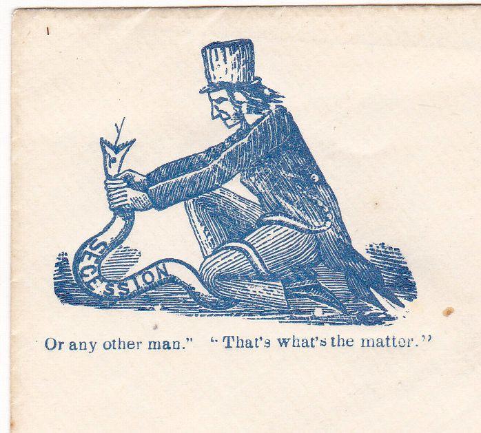 Uncle Sam Choking Out Secession Antique Civil War Propaganda Art Mail Cover