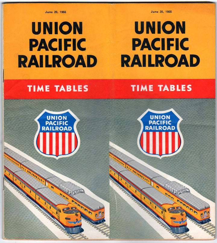 Union Pacific Railroad Vintage Graphic Illustrated Railway Timetable 1955