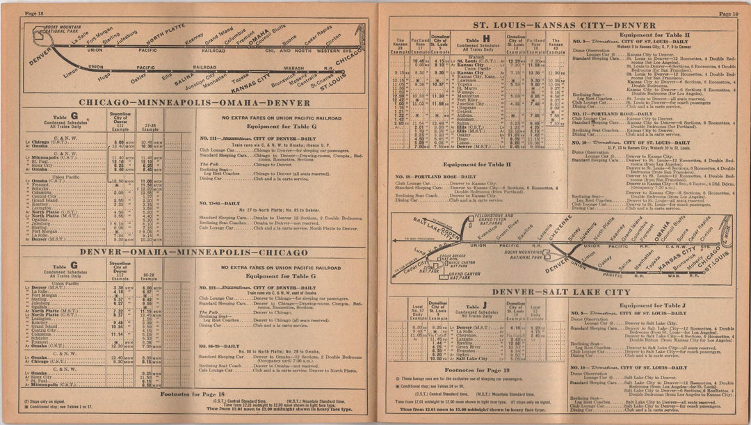 Union Pacific Railroad Vintage Graphic Illustrated Railway Timetable 1955