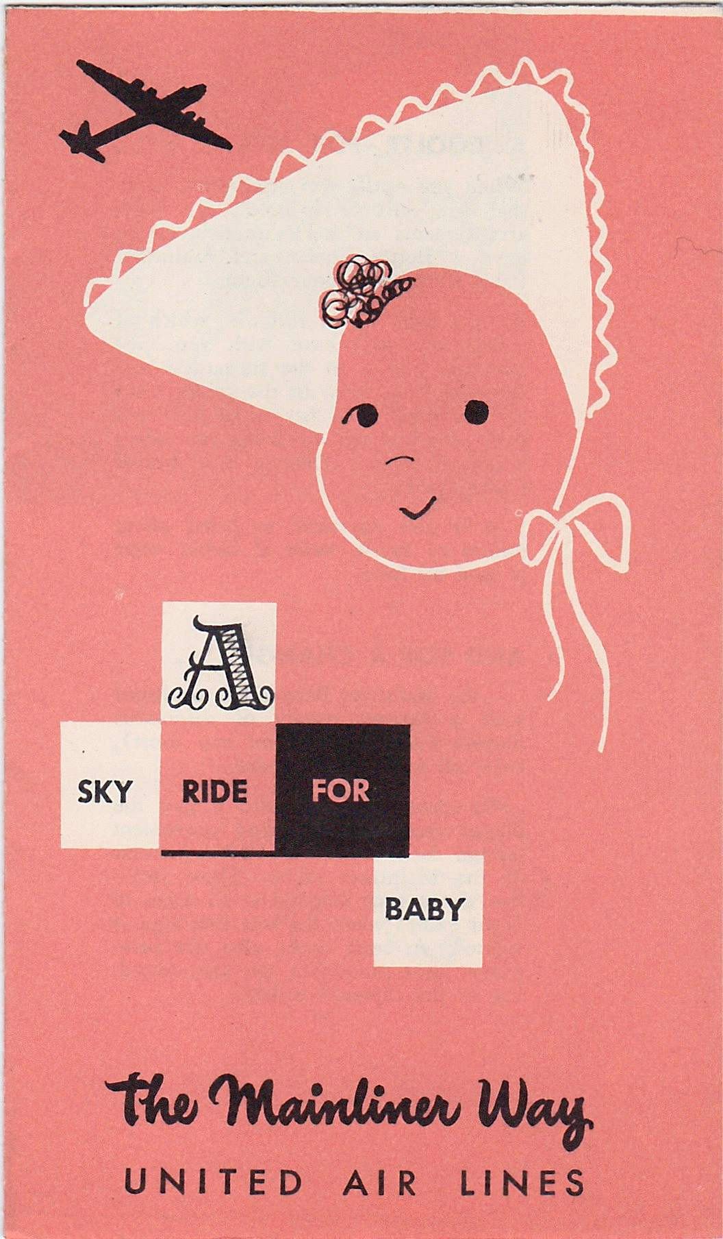 United Airlines Mainliner Flights for Baby Vintage Graphic Advertising Travel Brochure