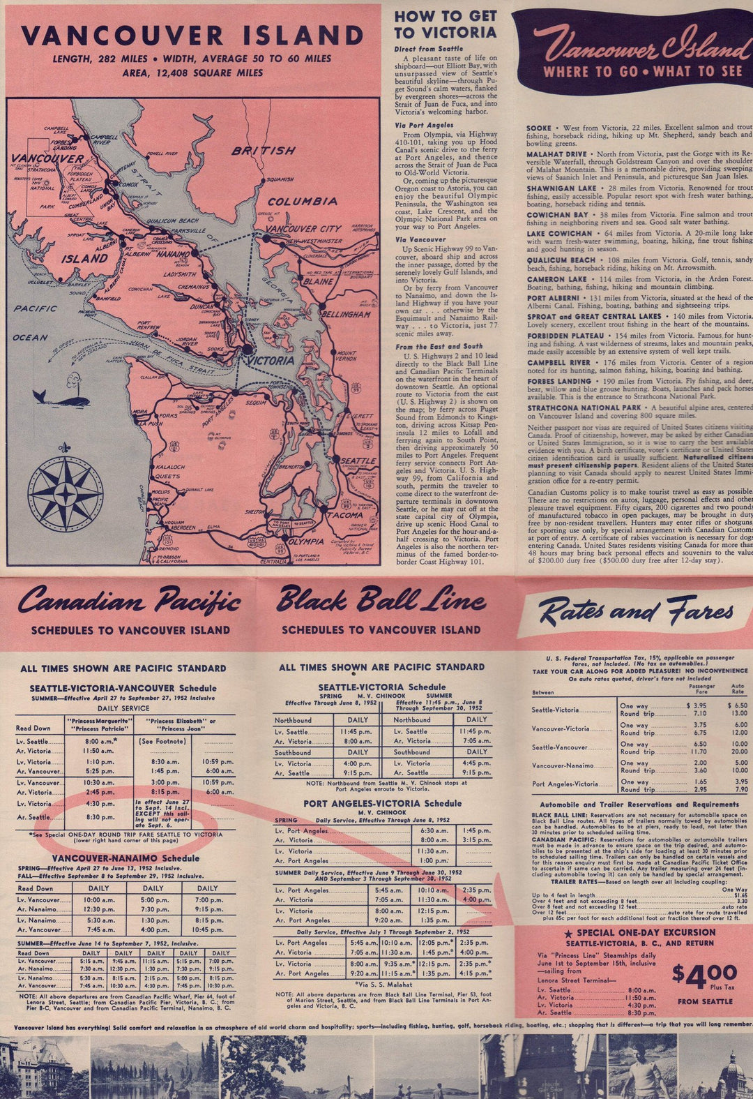 Victoria & Vancouver Island Canadian Pacific Vintage Graphic Advertising Travel Brochure
