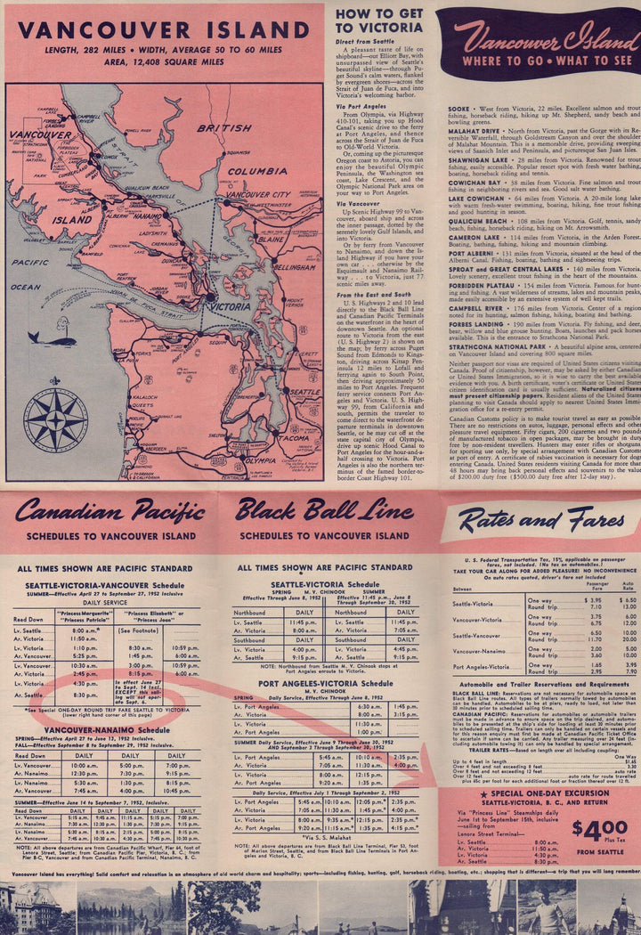 Victoria & Vancouver Island Canadian Pacific Vintage Graphic Advertising Travel Brochure