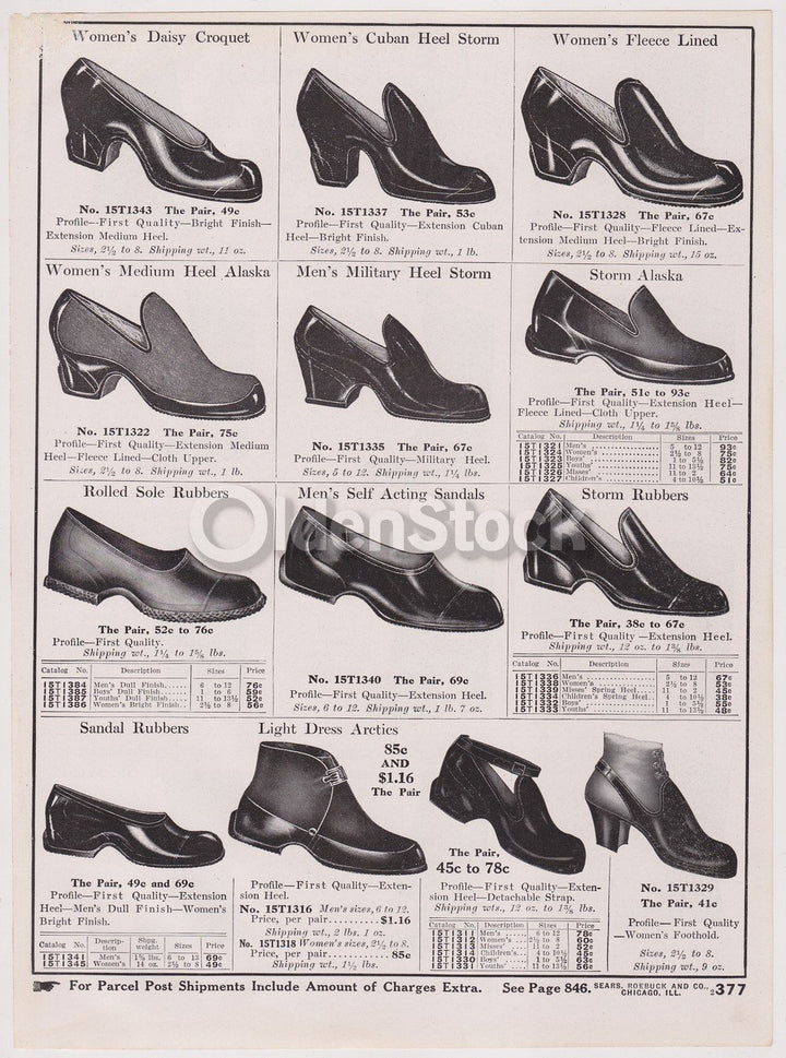 Victorian Women's Heeled Rain Shoes Designs Antique Graphic Advertising Flyer Pr