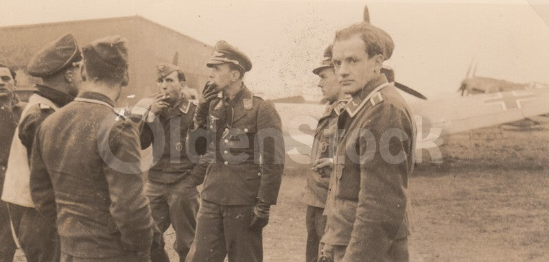 German WWII Jagdgeschwader 77 Ace Fighter Pilots Original Snapshot Photo