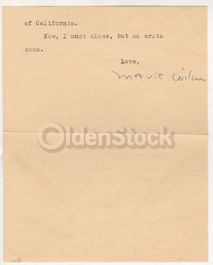 Marie Wilson Girls on Broadway Movie Actress Autograph Signed Letter 1938