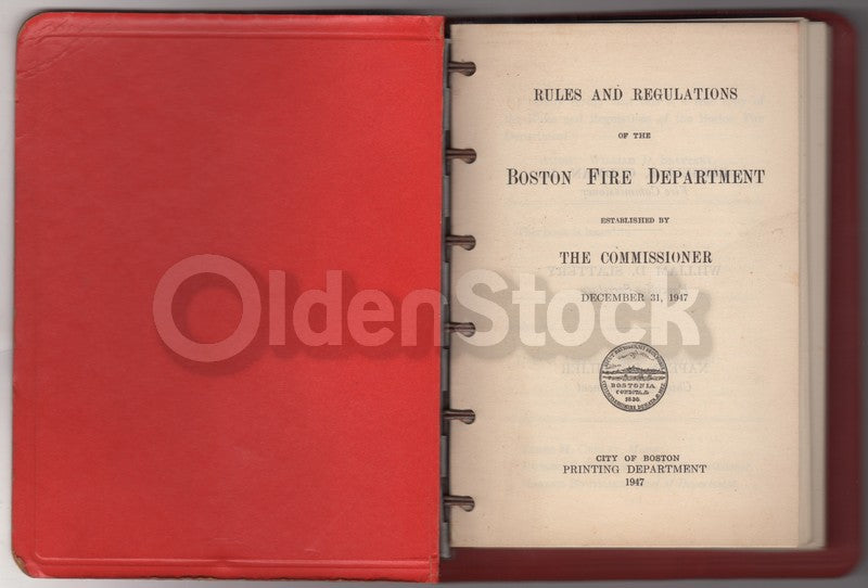 Boston Fire Department Rules Regulations Vintage Firefighting Book 1947