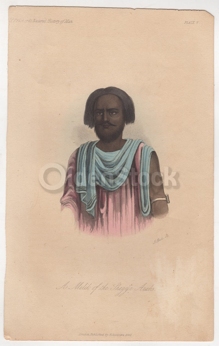 Melik Shegya Arabs Antique Middle Eastern Ethnographic Colored Engraving Print