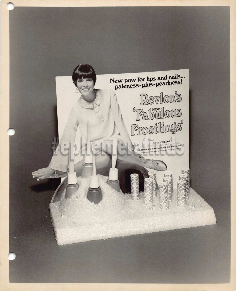 Revlon Frostlings Nail Polish Vintage 1960s Store Display Advertising Photo