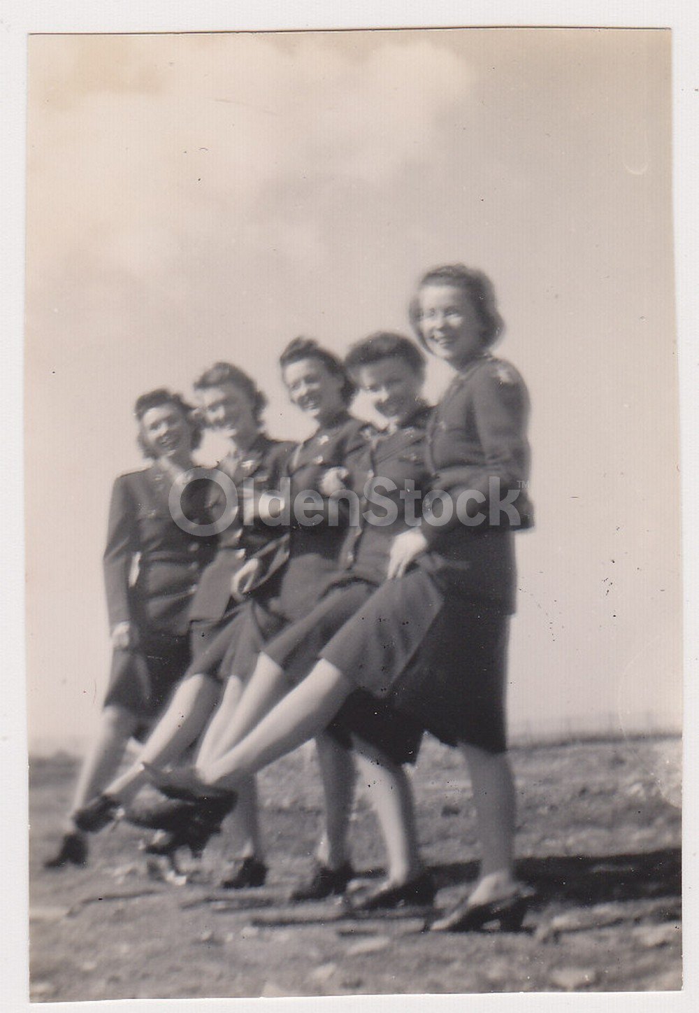 WAC Military Women in Uniform Rockettes Pose Vintage WWII Friends Snapshot Photo