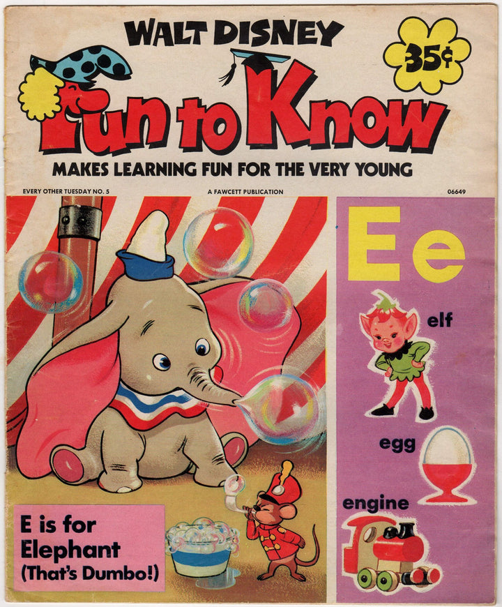 Walt Disney Alphabet E Is For Elephant Vintage Kids Education Cartoon Book