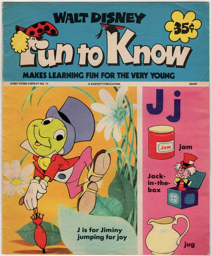 Walt Disney Alphabet J Is For Jiminy Cricket Vintage Kids Education Cartoon Book