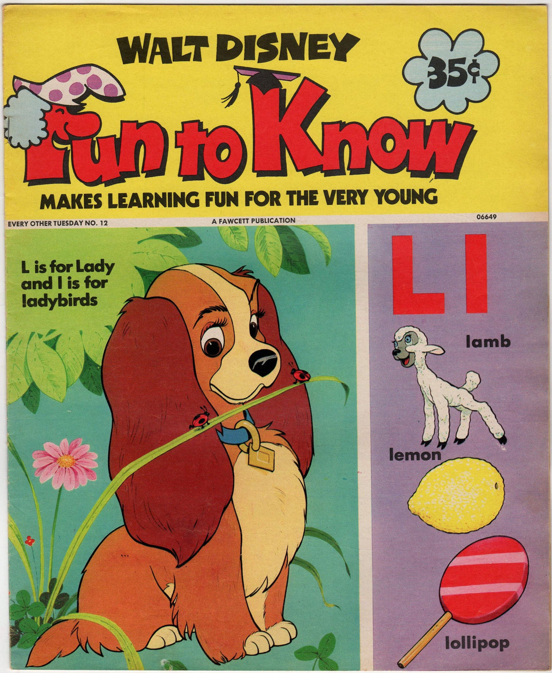 Walt Disney Alphabet L Is For Lady & The Tramp Vintage Kids Education Cartoon Book