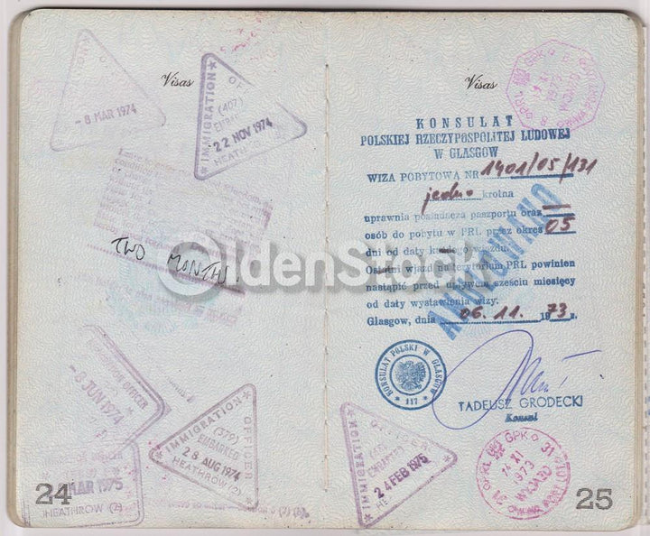 American Man Vintage Cancelled US Passport - Stamps to Czechoslovakia Romania