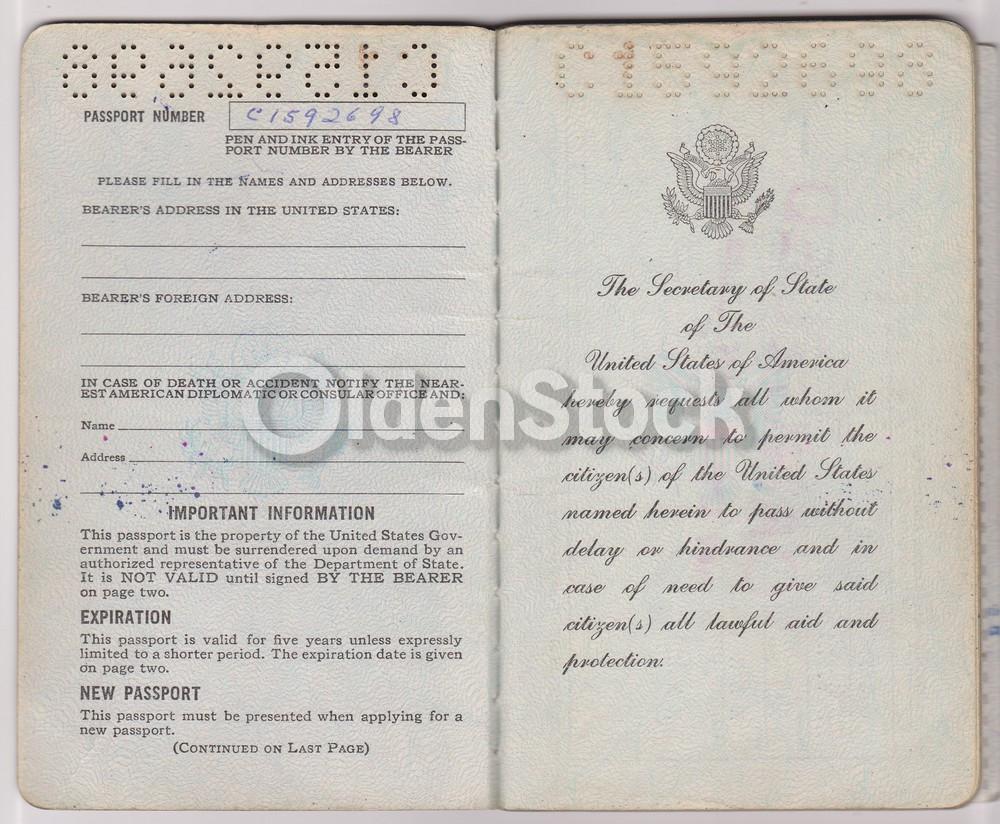 American Man Vintage Cancelled US Passport - Stamps to Czechoslovakia Romania