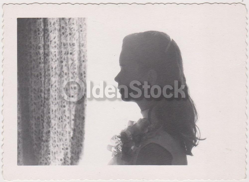 Young Teen Girl Artistic Silhouette Profile Perspective Vintage Snapshot Photo