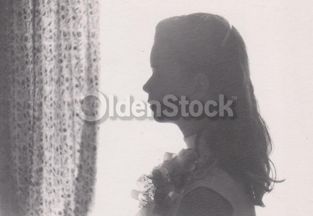 Young Teen Girl Artistic Silhouette Profile Perspective Vintage Snapshot Photo