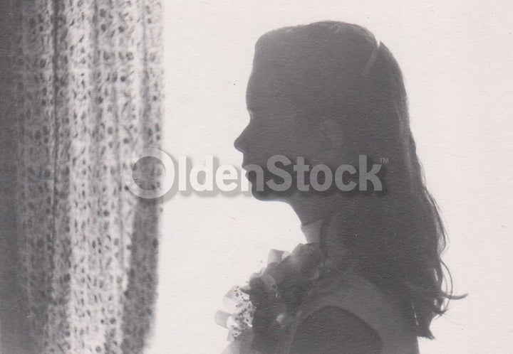 Young Teen Girl Artistic Silhouette Profile Perspective Vintage Snapshot Photo