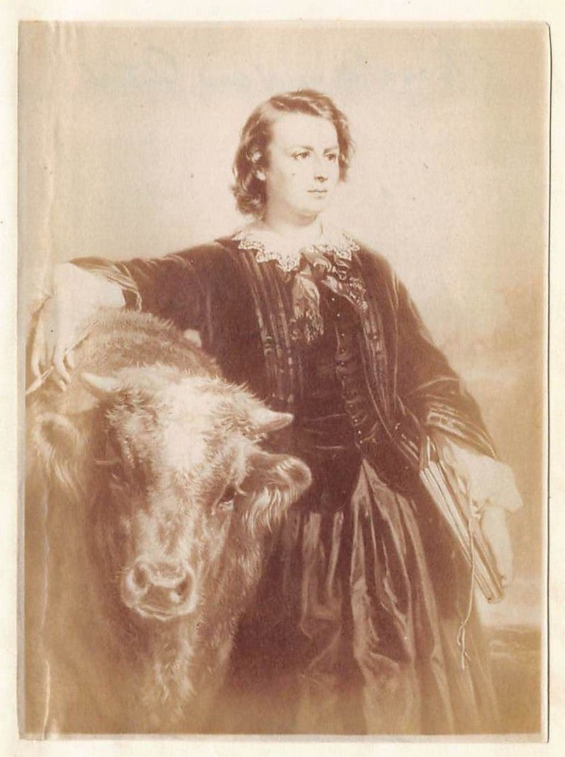 Rosa Bonheur Self Portrait Painting Antique Albumen Print Photo c.1900