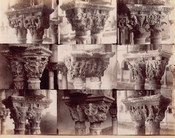 Monreale Italy Carved Roman Architecture Column Art Antique Albumin Photo