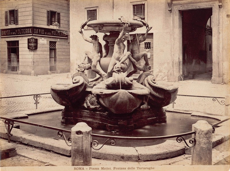 The Turtle Fountain Rome Italy Art Architecture Antique Albumin Photo