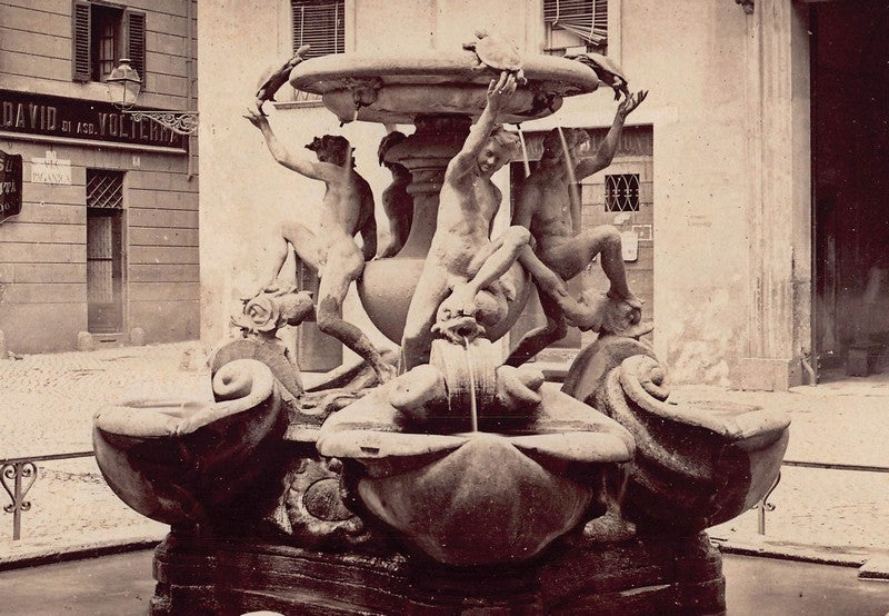The Turtle Fountain Rome Italy Art Architecture Antique Albumin Photo