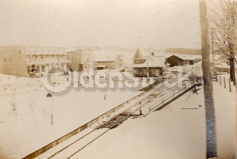 381 Washington Street Allston Boston MA Antique Train Station Photo on Board
