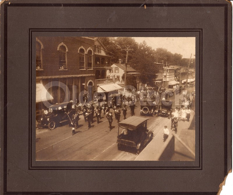 Stafford Connecticut WWI Parade Street Scene 1917 Large Antique Photo on Board
