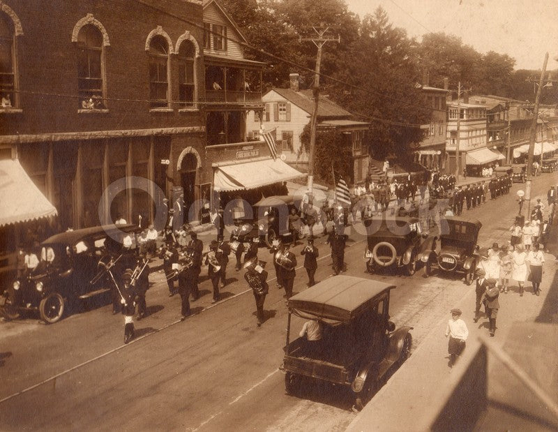 Stafford Connecticut WWI Parade Street Scene 1917 Large Antique Photo on Board