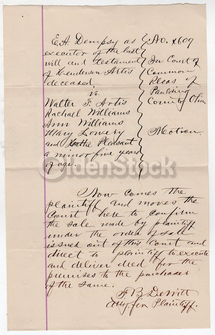 Francis DeWitt Civil War Drummer Boy Soldier Ohio Volunteers Autograph Signed Letter 1890