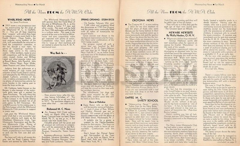 Motorcycling News Rider's Magazine Vol. 1 No. 2 Antique Motorbike News 1931