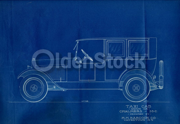 Chalmers Taxi Cab HH Babcock Antique Automobile Design Blueprint Poster 1922