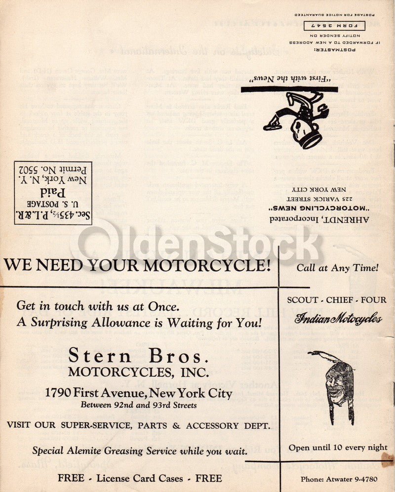 Motorcycling News Rider's Magazine Vol. 1 No. 7 Antique Motorbike News 1931